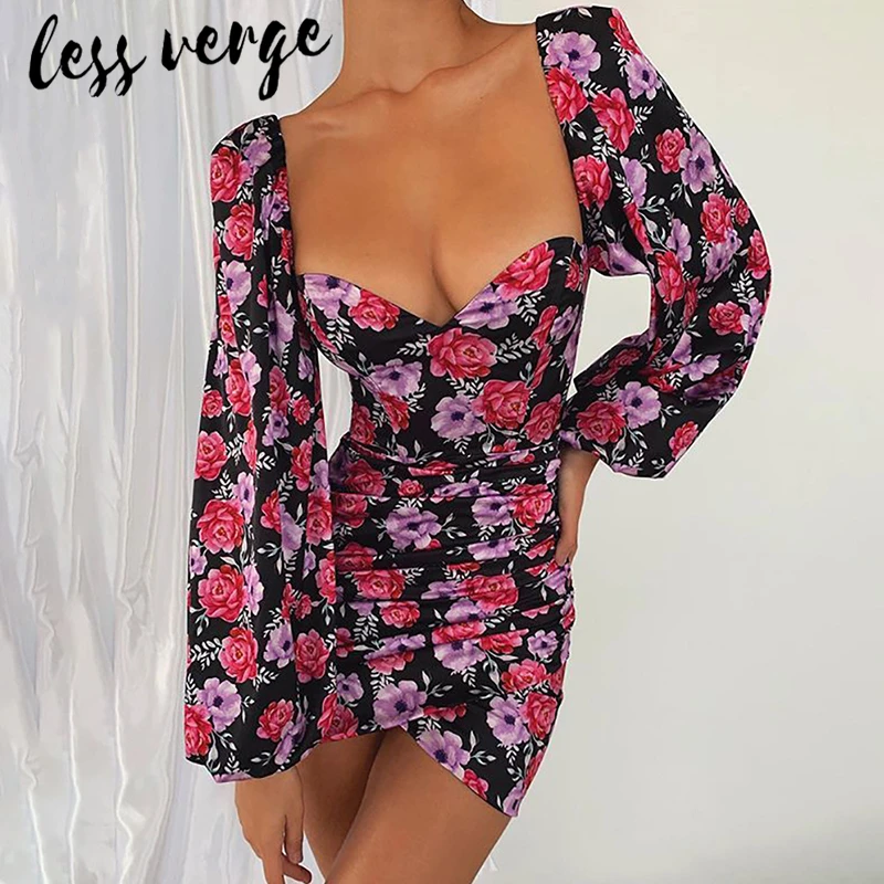 Женское винтажное платье с открытой спиной и цветочным принтом lessverge элегантное