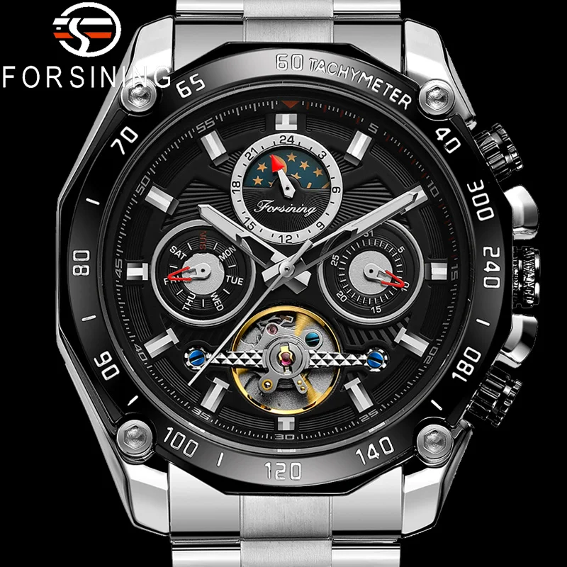 FORSINING Tourbillon автоматические механические мужские наручные часы военные