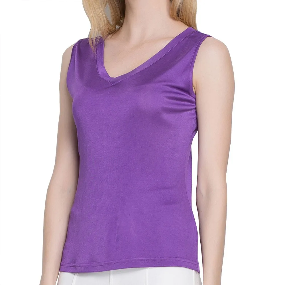 Специальное предложение Женский жилет с V образным вырезом из 100% чистого шелка