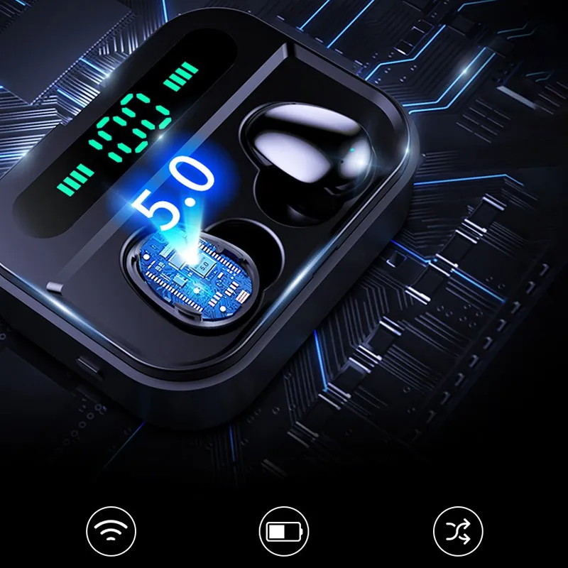 TWS Bluetooth наушники со светодиодный дисплеем настоящие беспроводные наушники мини водонепроницаемые наушники с аккумулятором 3600 мАч