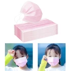 Детская одноразовая медицинская маска розовая 3-слойная Пылезащитная Нетканая маска дышащая Защитная хирургическая маска для лица для детей