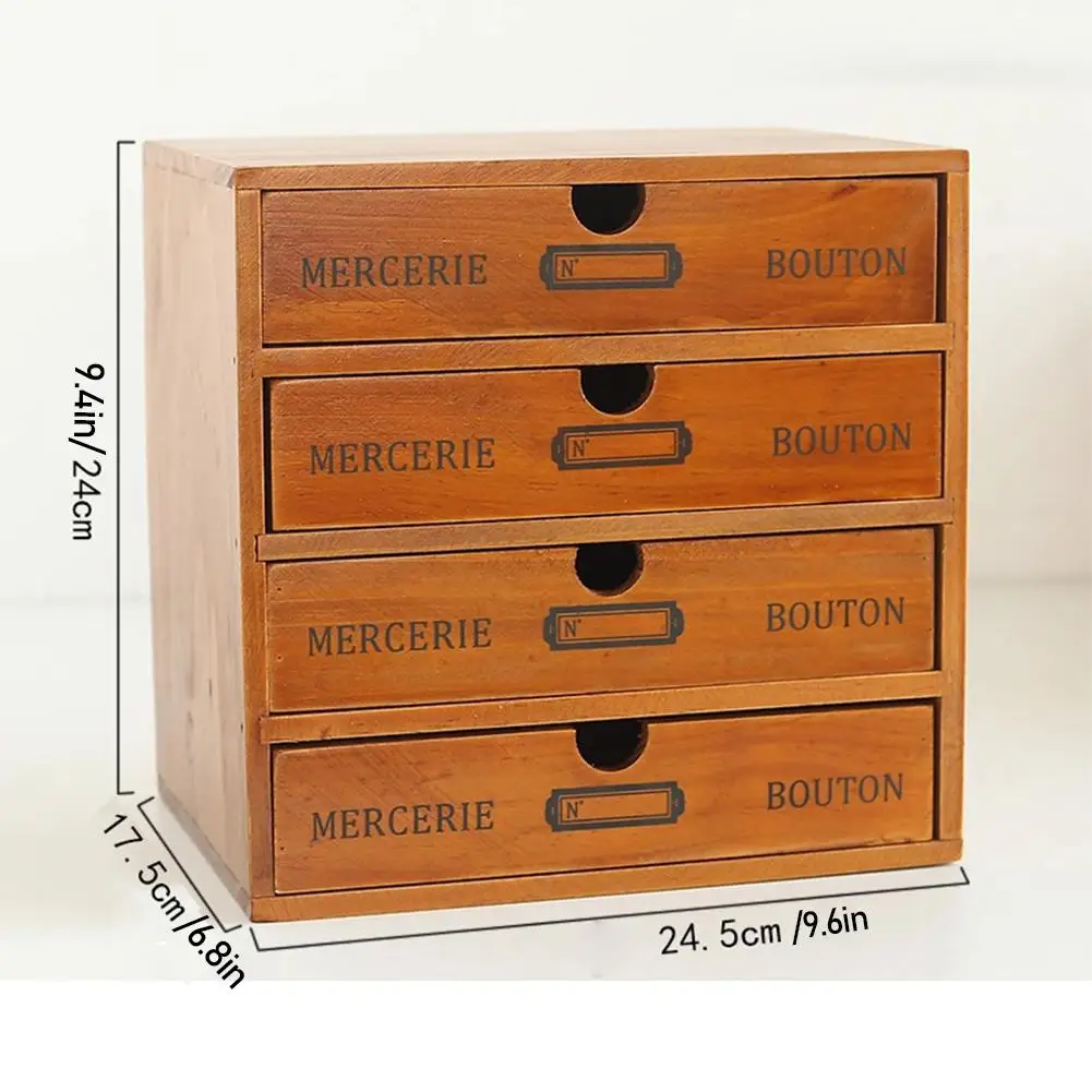 Деревянный ящик для хранения в стиле ретро 4-уровневый офисный Настольный