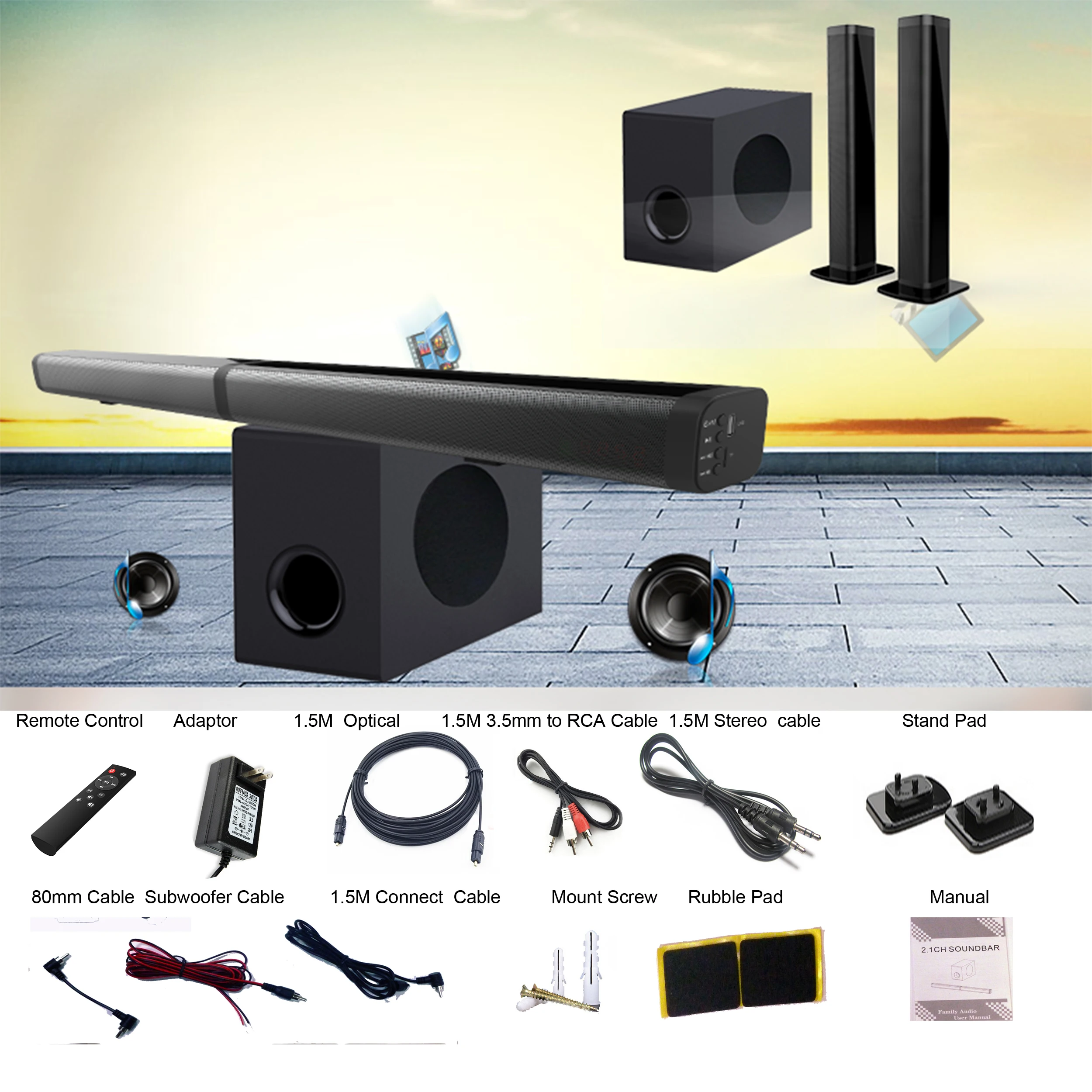 Samtronic 100W 2.1ch Съемная звуковая панель беспроводная для ТВ 2019 amazon горячая
