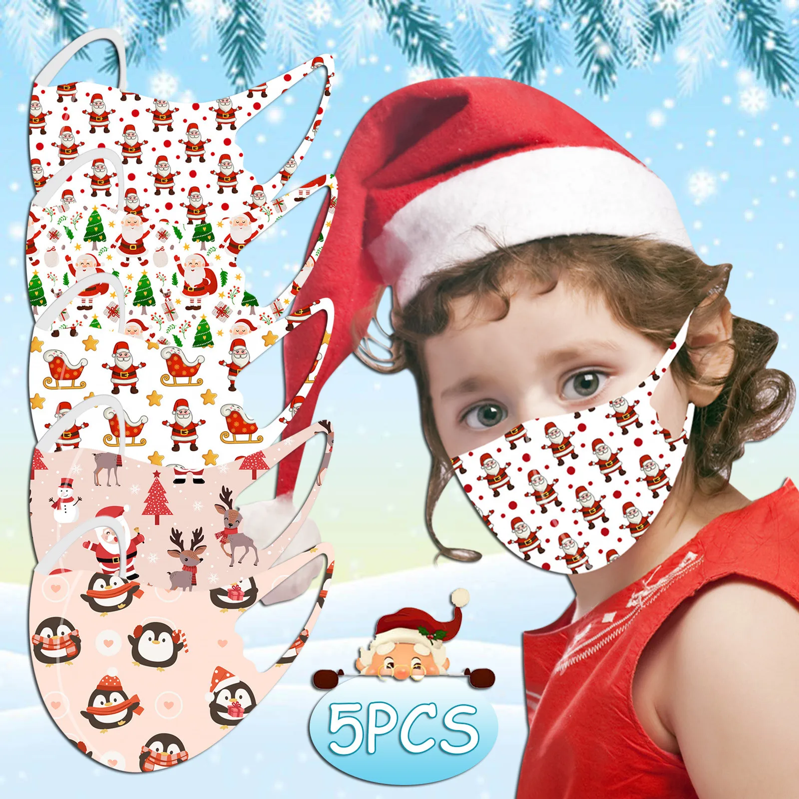 

5 шт., Детские многоразовые маски для лица, на Хэллоуин