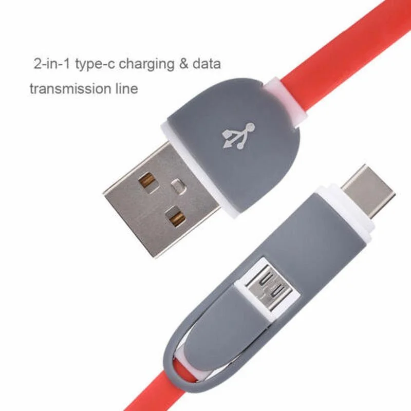 Микро 1м Тип USB C кабель 2 в 1 провод для быстрой зарядки передачи и синхронизации