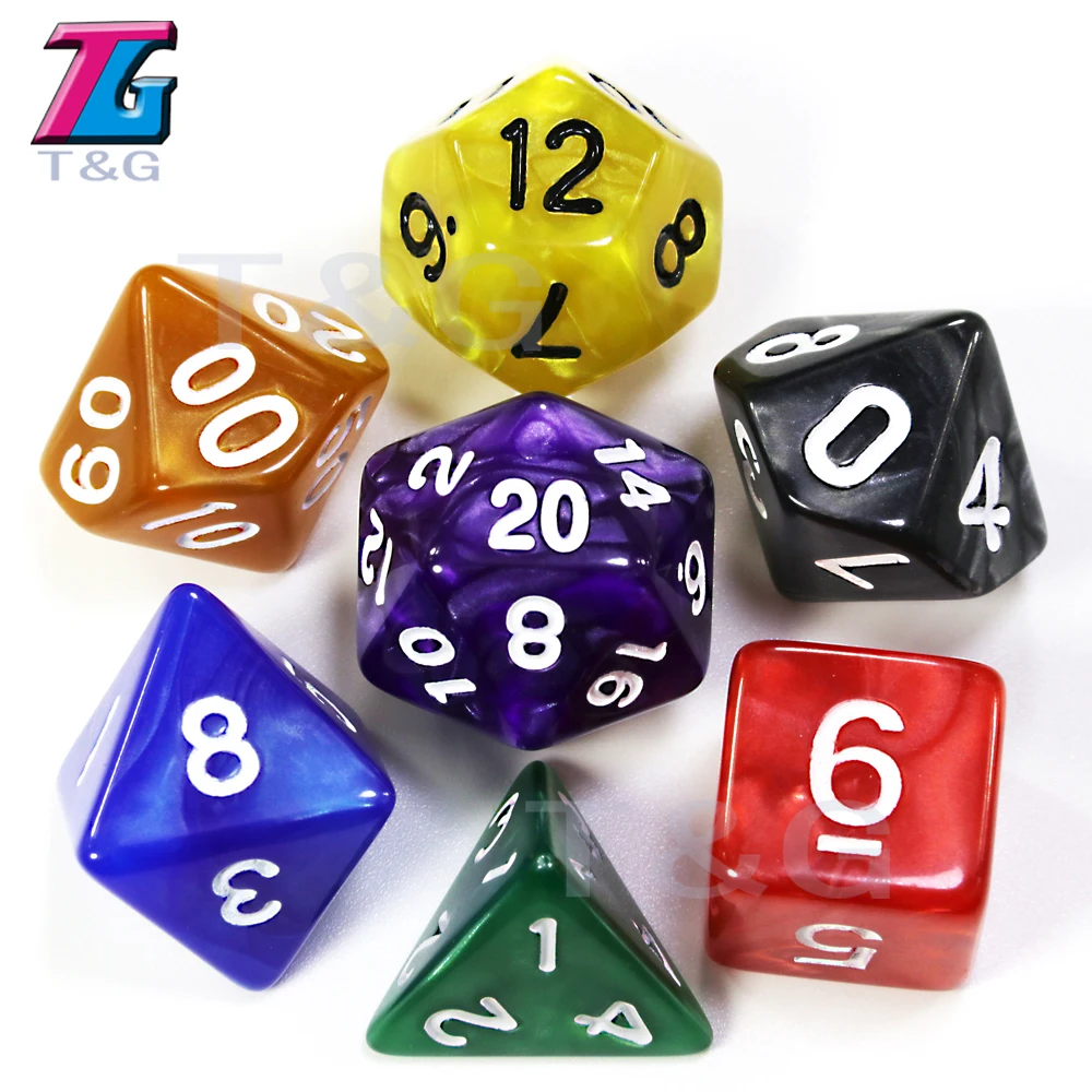 D & 7 шт./компл. T G многогранные RPG игры игральные кости с мраморным эффектом D4 D20