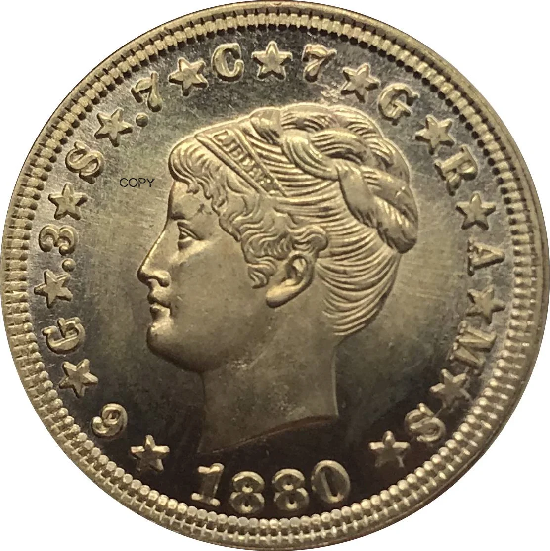 Коллекционные золотые монеты из Китая, США, 1879, 4 доллара, с рисунком Стеллы, 400 центов