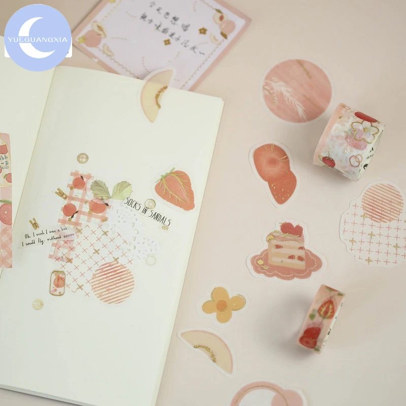 

YueGuangXia Fruit Grid Bullet Journaling Washi Tape with Sticker Set Scrapbooking Deco Masking Tapes Child Giftbag 4 Designs