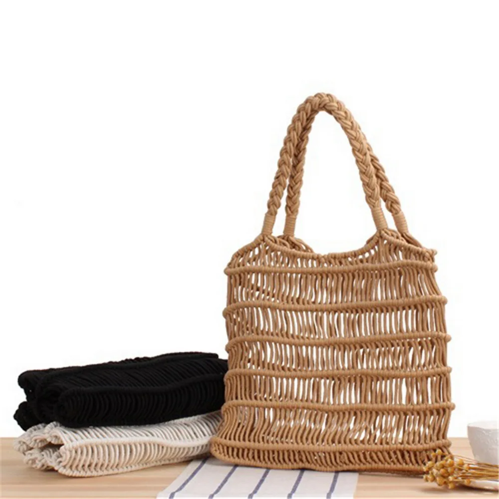 Handmade Summer Brown Straw Hobos Bag Rattan Clutch Shoulder Beach Tote Bags Luxury Women Summer Sea Handbags