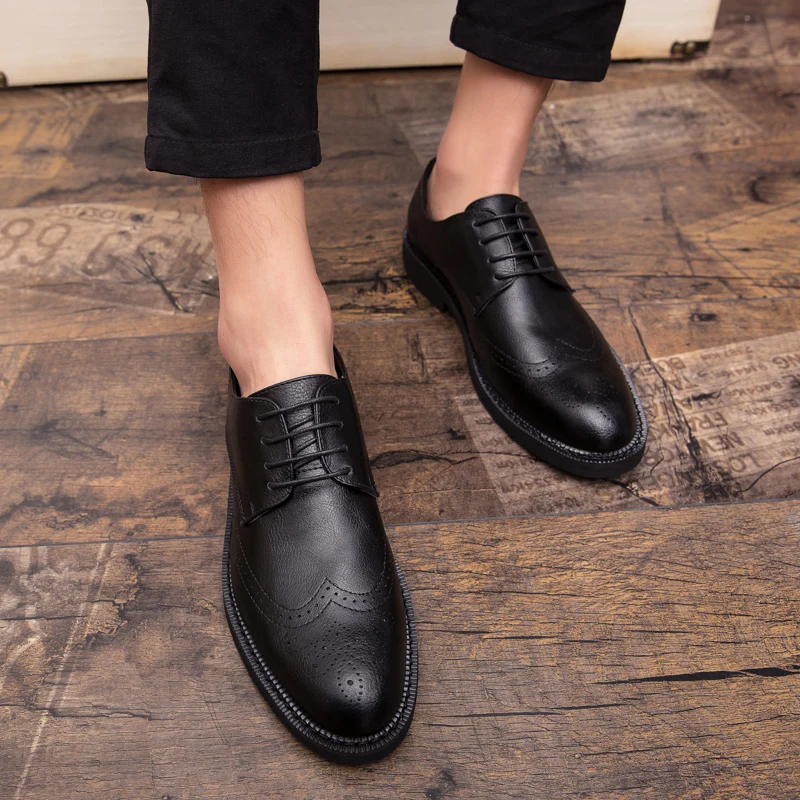 

high Quality men Flats Genuine Leather men Shoes Brand Oxfords lace up fashion Spring men dress Business Shoes big size 47