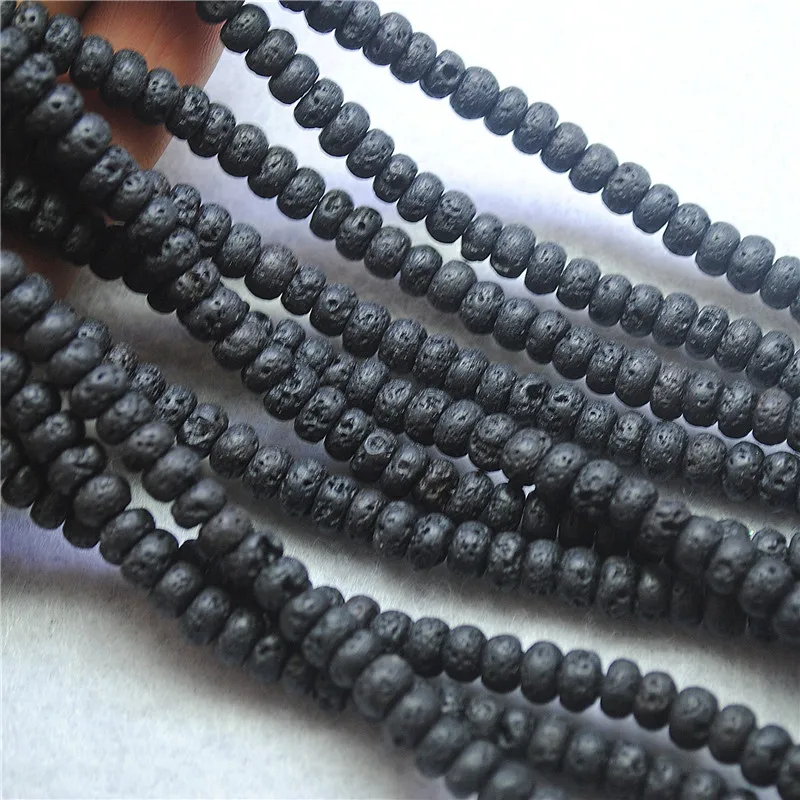 

58PCS Nature Lava Stone Abacus Shape 3x6MM Beads Accessories For Men's Powful Jewelry Making Free Shippings