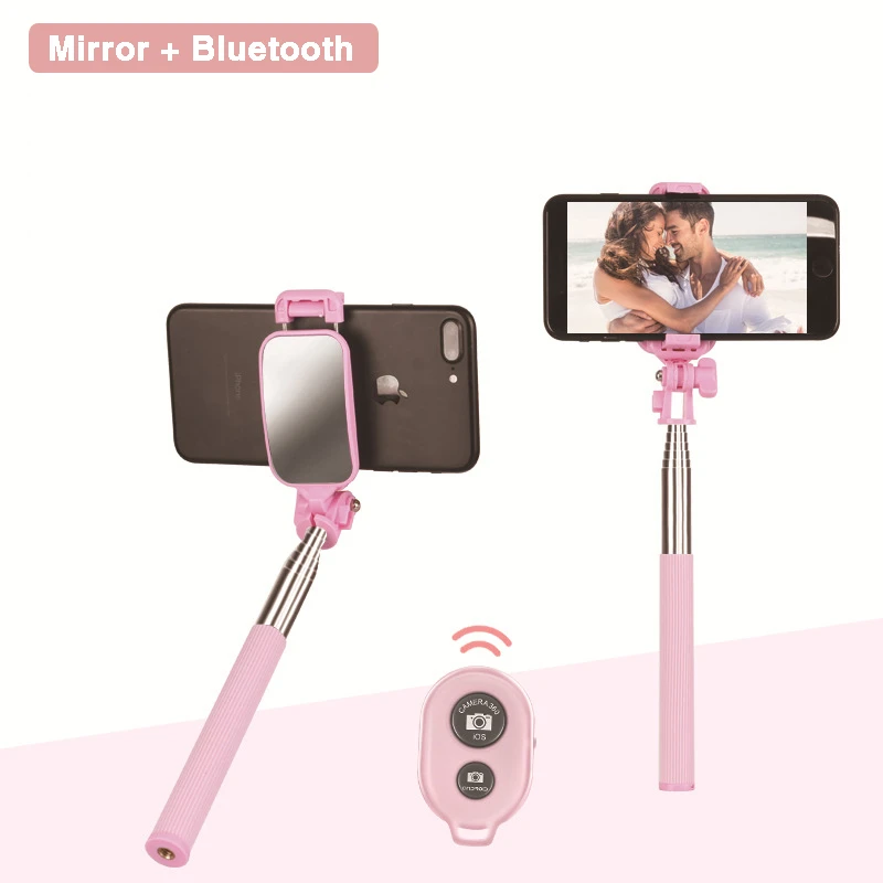Складной штатив селфи палка Bluetooth громкой связи Настольный держатель для Redmi/samsung селфи палка с задним зеркалом держатели для телефонов