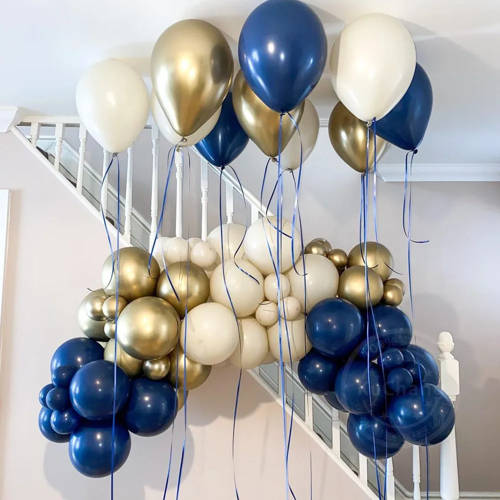 82 шт 5/12 дюймов Светящийся синий молочно белый золотой латексный шар гирлянда