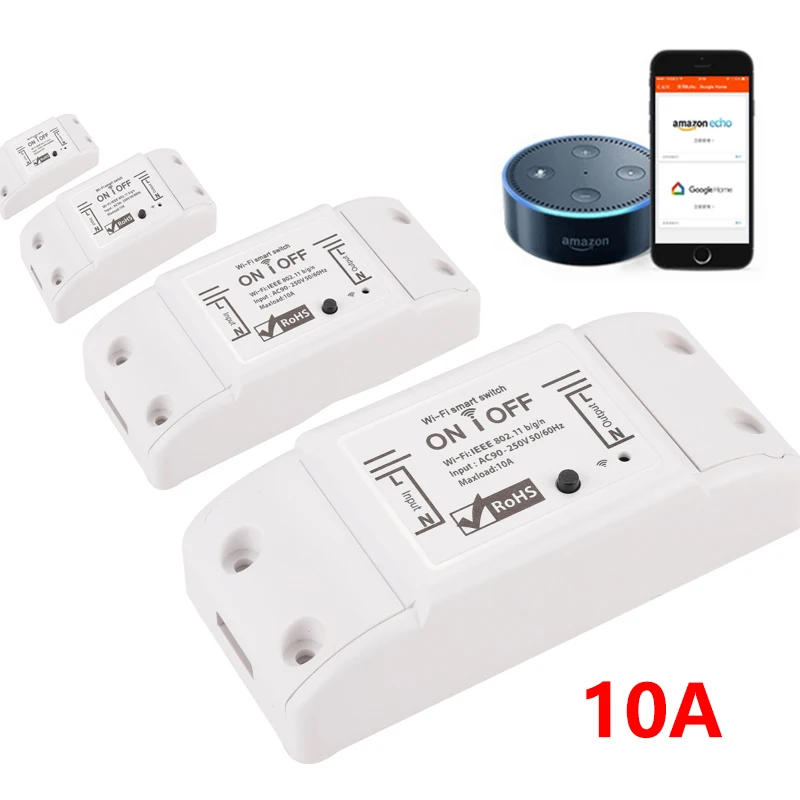 

4 шт. 10A универсальный модуль управления бытовой техникой работает с Alexa Amazon echo dot tap Tuya APP Беспроводное управление wifi смарт-переключатель