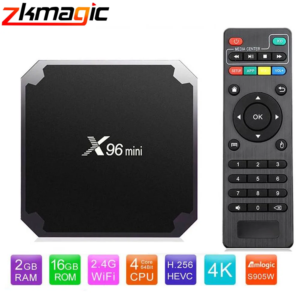 X96 Мини Смарт Android ТВ коробка Amlogic S905W Четырехъядерный 4K медиаплеер 2,4 ГГц WiFi медиаплеер X96mini Android 7,1 телеприставка
