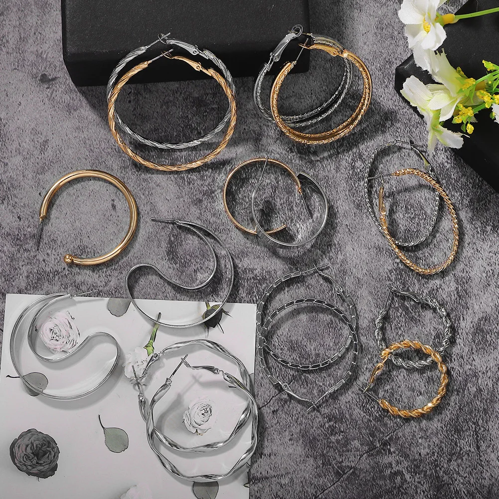 Женские серьги с фианитом BA большие золотистые/Серебристые разных стилей