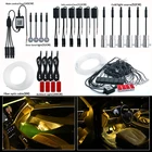 Комплект светодиодных атмосферных огней для салона автомобиля, неоновые светодиодные ленты RGB для автомобиля, аксессуары для украшения BMW, Audi, лампы с управлением через приложение, 12 В