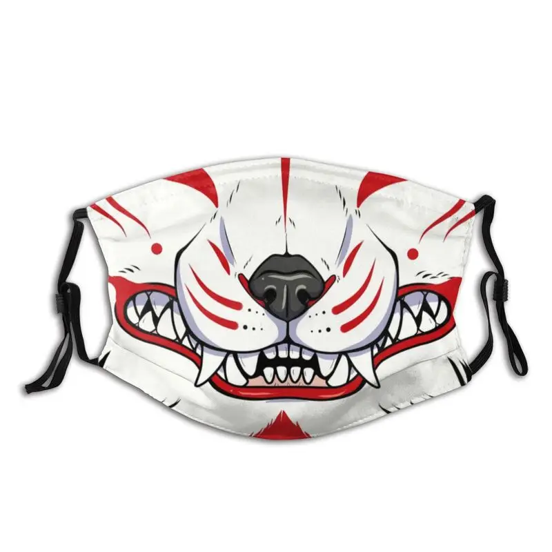 

Kitsune Grin Reusable Face Mask Oni Hannya Monster Mask with Filters Anti Dust Protection Cover Respirator Mouth-Muffle PM 2.5