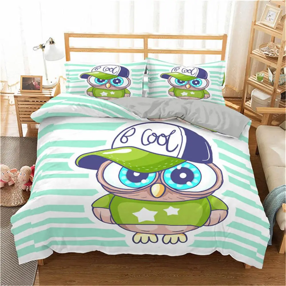 Домашний Комплект постельного белья с рисунком Совы из мультфильма детский