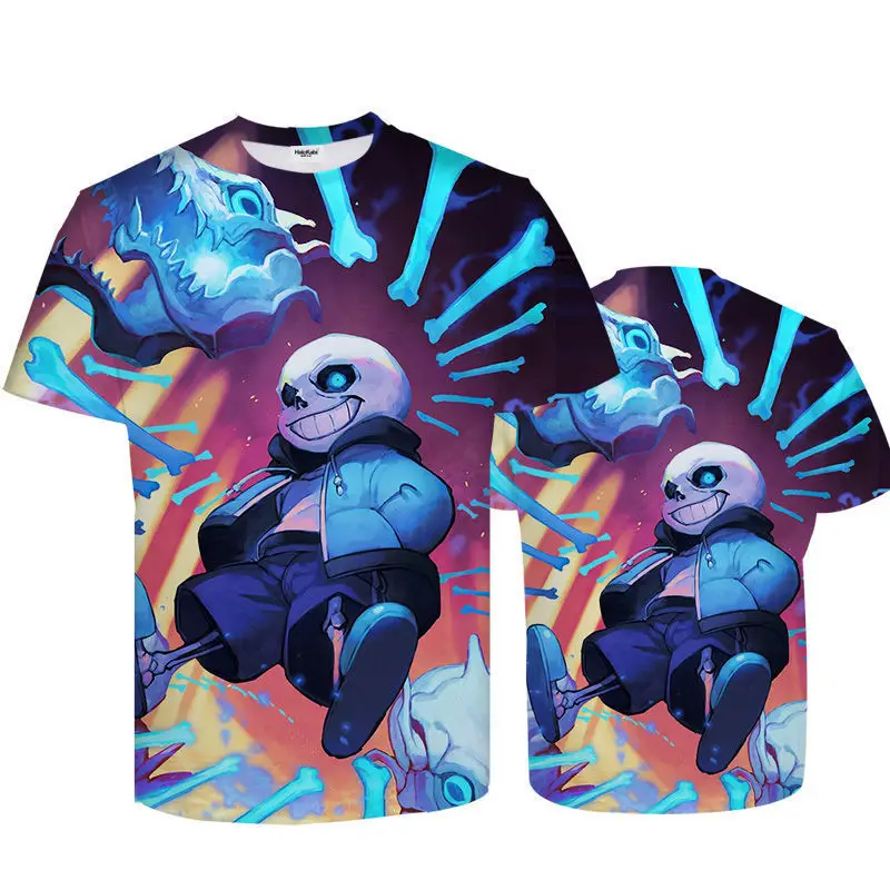 Футболка унисекс из игры Undertale Inktale с 3D-принтом цитатой скелета и брата коротким