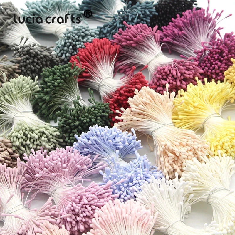Lucia Crafts 420/600/1000 шт цветы Stamen 2 мм DIY Искусственные цветы венок для свадебной вечеринки домашний декор D0401