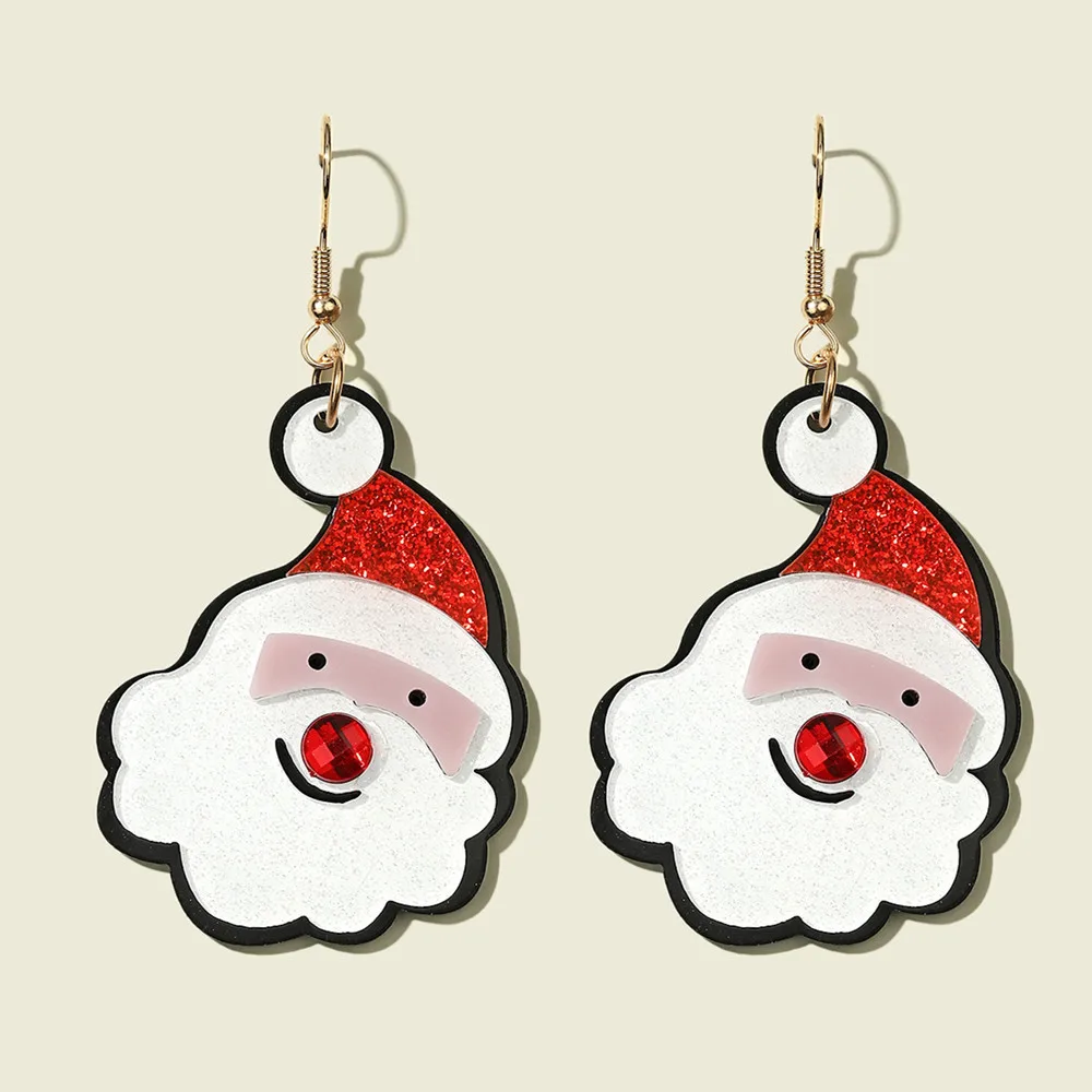 

New Santa Claus Snowman Acrylic Earrings Christmas Hat Drop Dangle Earrings Jewelry For Women Girl Christmas Carnival Party Gift