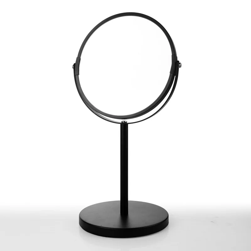 

HD Round Double-sided 360 Degree Rotating Makeup Mirror 2X Magnification Portable Desktop Metal Vanity Mirror Make Up Tool