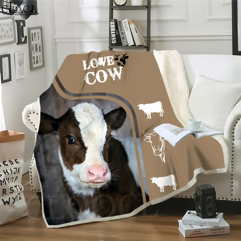Double Layer Blanket Animal Love Cows Printed Adult Kid Quilt for Bedding Cover Sofa Travel Office Character Throw Blanket