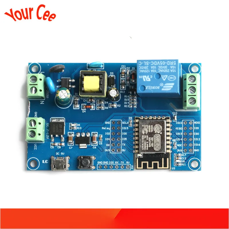 ESP8266 WI-FI Беспроводной триггерный релейный модуль ESP-12F AC 220V DC 5V 12V Питание изолятор