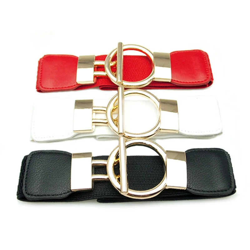 

3Colors Women Buckle Waistband For Women Dress Wide Elastic Stretch Waist Belt