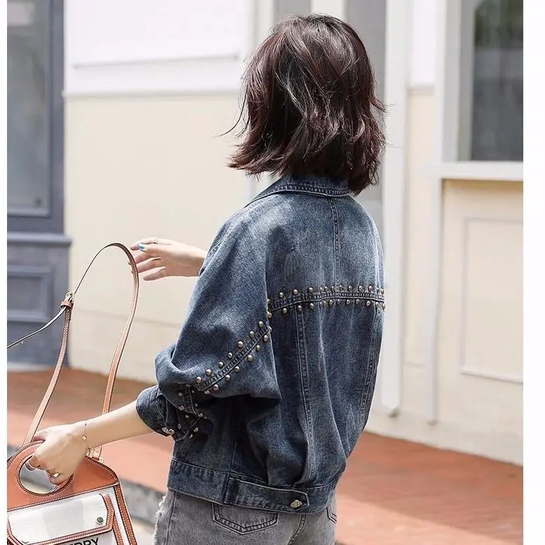 

Denim Jacket Women's Short Spring and Autumn New Style Loose and Thin Fashionable Long Sleeve Jacket Fashion