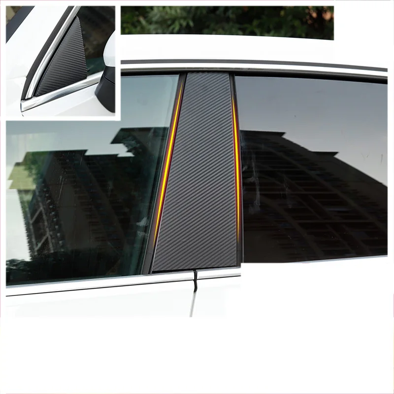 Lsrtw2017 углеродное волокно ПВХ автомобиль B столб окна облицовки для Volkswagen Arteon 2017 2018