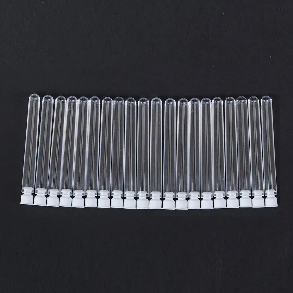 

50pcs Clear Plastic Test Tube With Cap 12/15x100mm U-shaped Bottom Long Test Tube Lab Supplies Home Storage Bottles
