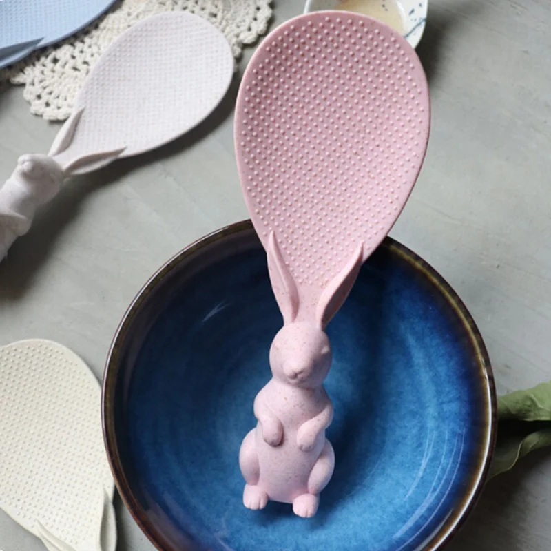 

Kitchen Tools Cute Lovely Fashion Rabbit Shaped Standing Rabbits Rice Paddle Non Stick Spoon For Hot Sales