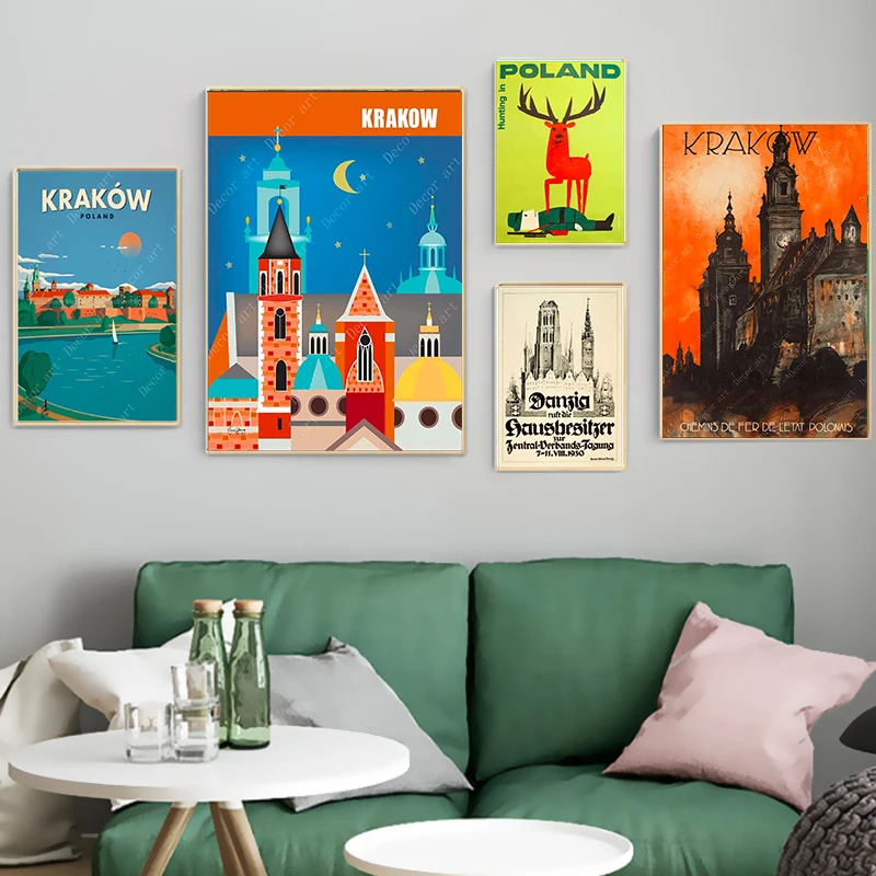 Восточная Европа Польша холст картины старинные стены крафт плакаты с покрытием