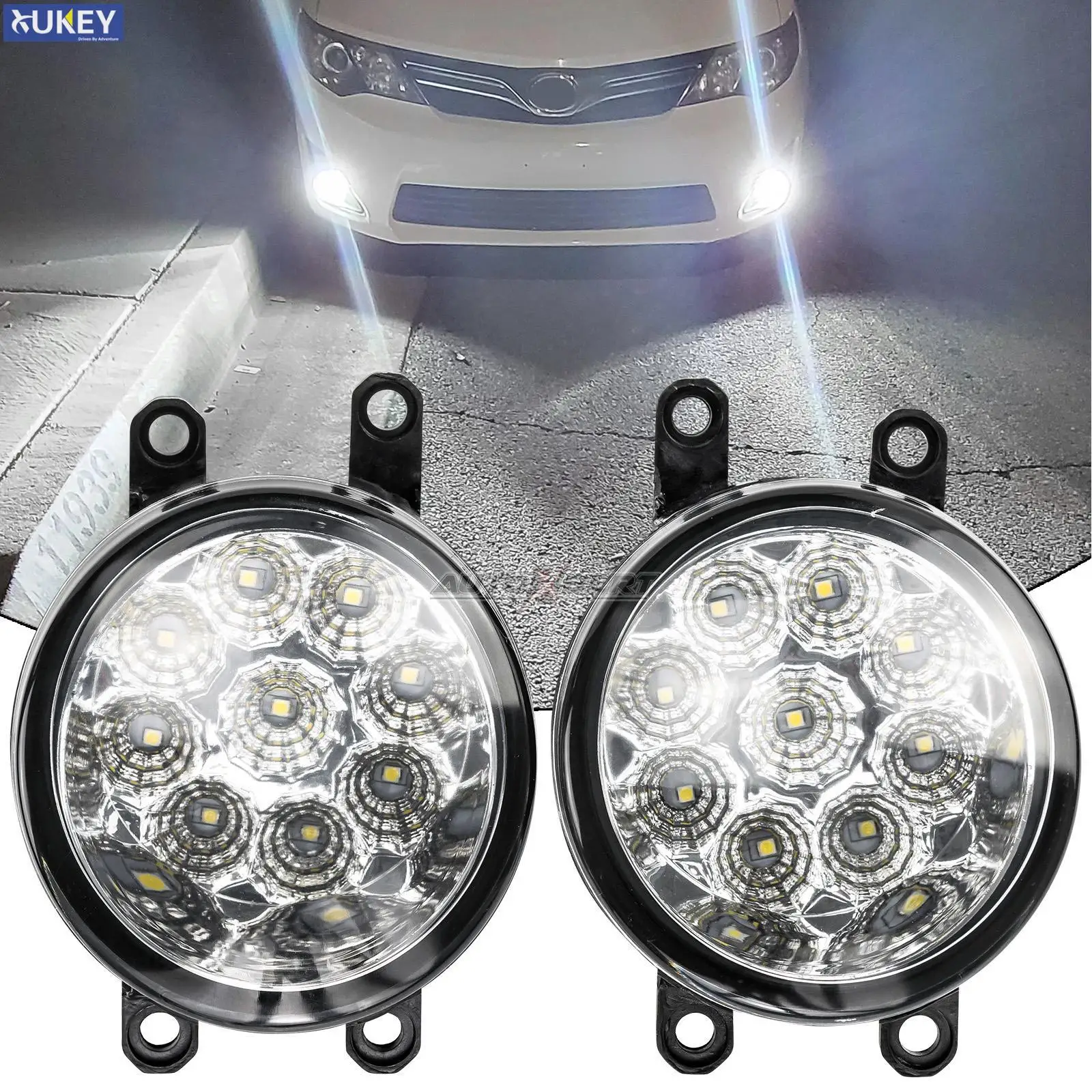 

White LED Fog Light Headlight Assembly 4000LM For Toyota Prius XW30 Corolla Verso MPV 04-09 Highlander Avensis Auris E150 E180