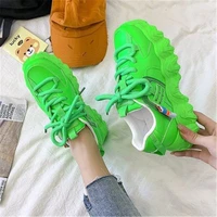 2022 chunky sneakers women wedges casual shoes platform sneakers female lace up shoes large size 36 42 zapatos mujer tenis green