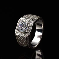 1 3ct mens ring moissanite gemstone luxurious ring 925 sterling silver platinum plated white gold fine jewelry drop shipping