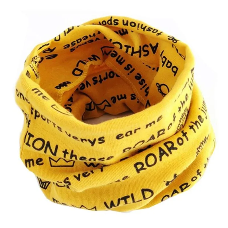 letter lion yellow Хлопковый детский шарф, зимний теплый детский шарф, детский шарф для девочек и мальчиков с круглым вырезом, теплый детский шарф с воротником - Цвет: letter lion yellow