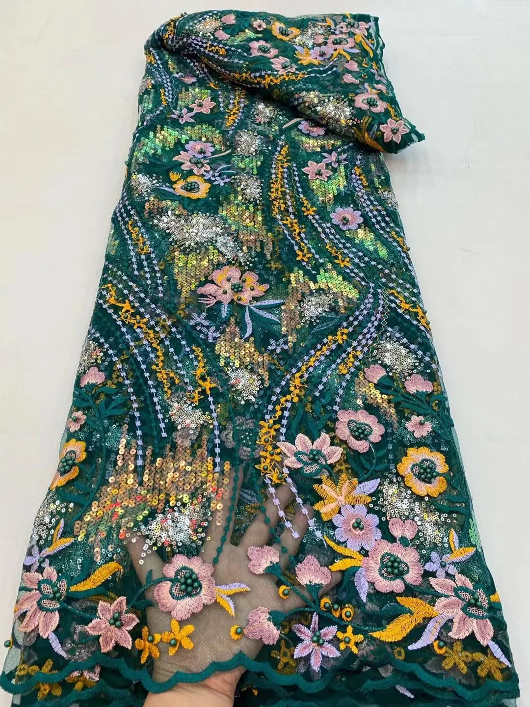 

2021 Latest Satin Lace Print Flower High Quality Lace for Sewing Cloth Nigerian Lace Fabrics African Lace Fabric