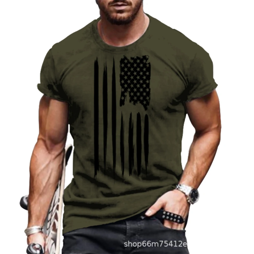 

American flag 3D printed T-shirt men's O-neck loose breathable plus size short-sleeved shirt Harajuku summer fashion clothing