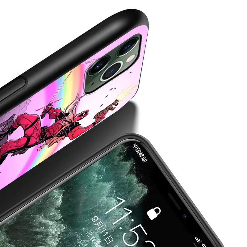 

Marvel Deadpool Avengers Super Hero For Apple iPhone 12 11 XS Pro Max Mini XR X 8 7 6 6S Plus 5 SE TPU Silicone Black Phone Case