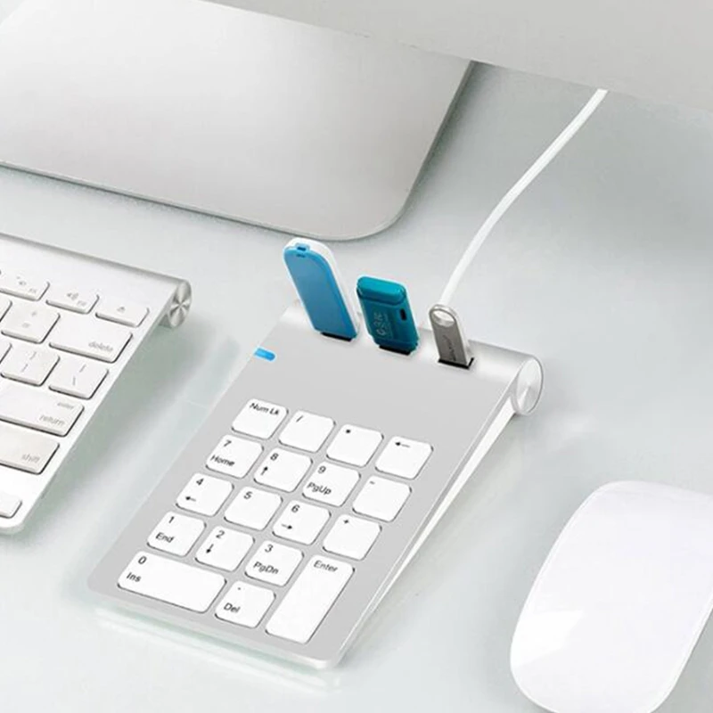 USB цифровая клавиатура 18 клавиш с тремя USB-портами 3 0 для мини-цифровой клавиатуры