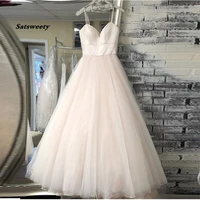 new spaghetti strap beach wedding dresses 2022 vestido noiva praia simple white ivory tulle casamento bridal gown custom made