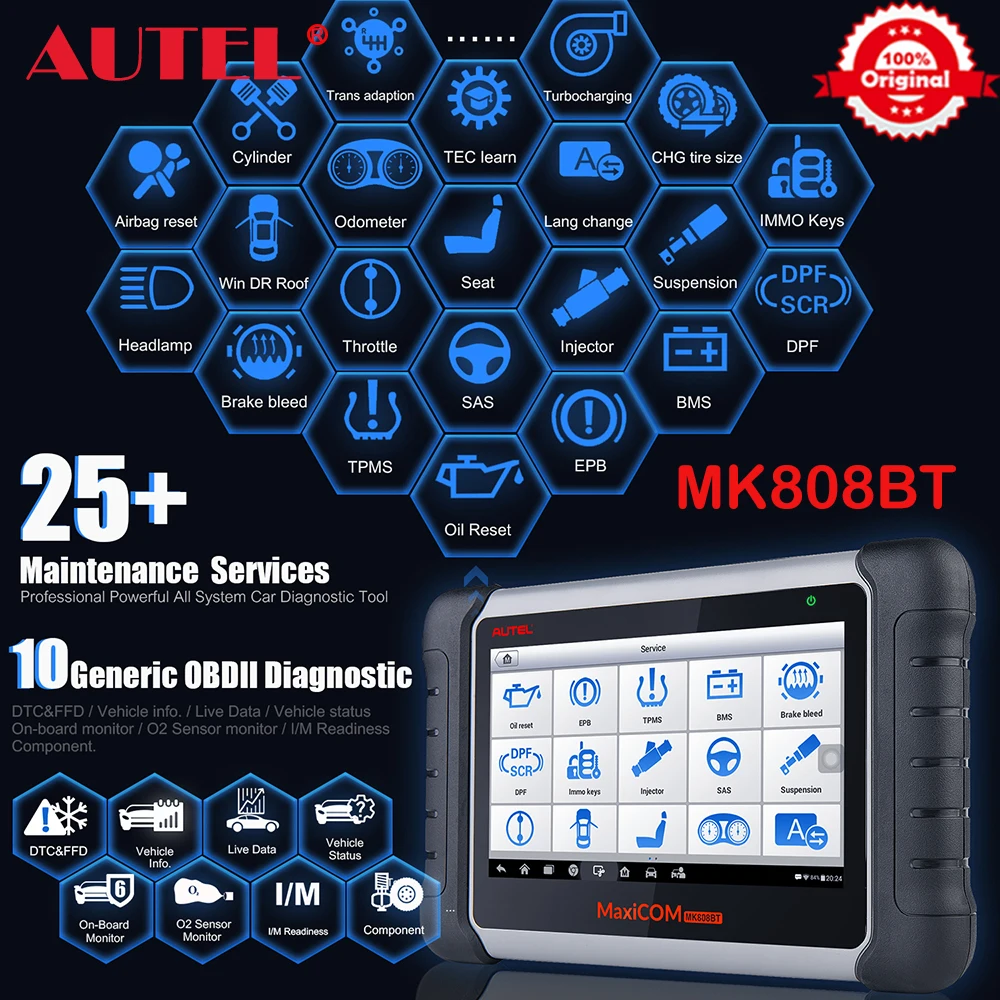 

Autel MaxiCOM MK808BT Scaner автомобильный Профессиональный obd2 сканер автомобильный считыватель кодов для программирования IMMO DPF SAS TMPS