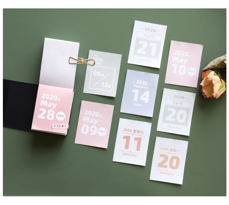 2020 мини настольный календарь sticky note с золотыми штампами ручной работы