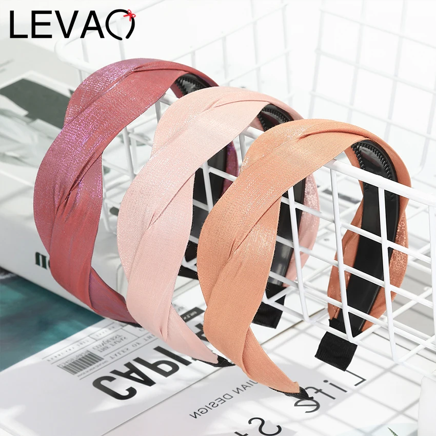 Обруч для волос Levao Плетеный глянцевый однотонный ободок S образной формы с