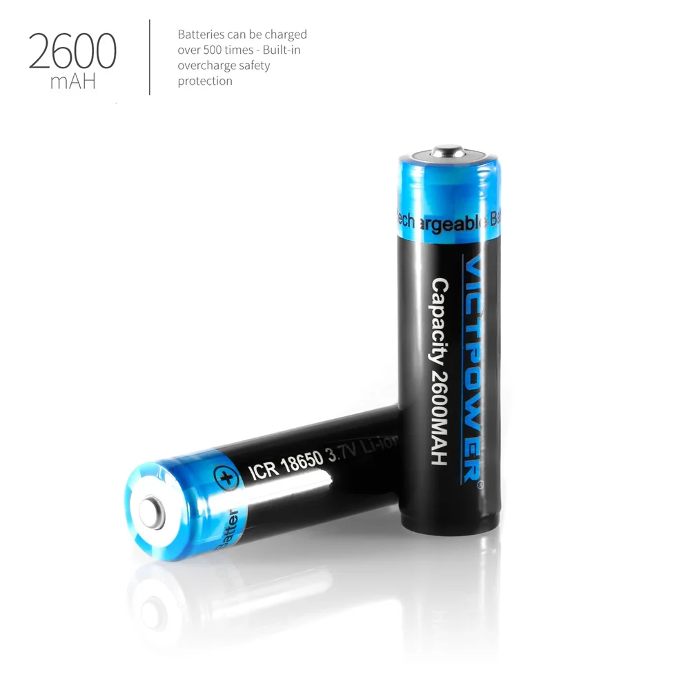 2 шт высокой емкости 3,7 V 18650 2600mah перезаряжаемые литий-ионные батареи для светодиодный фонарик налобный фонарь