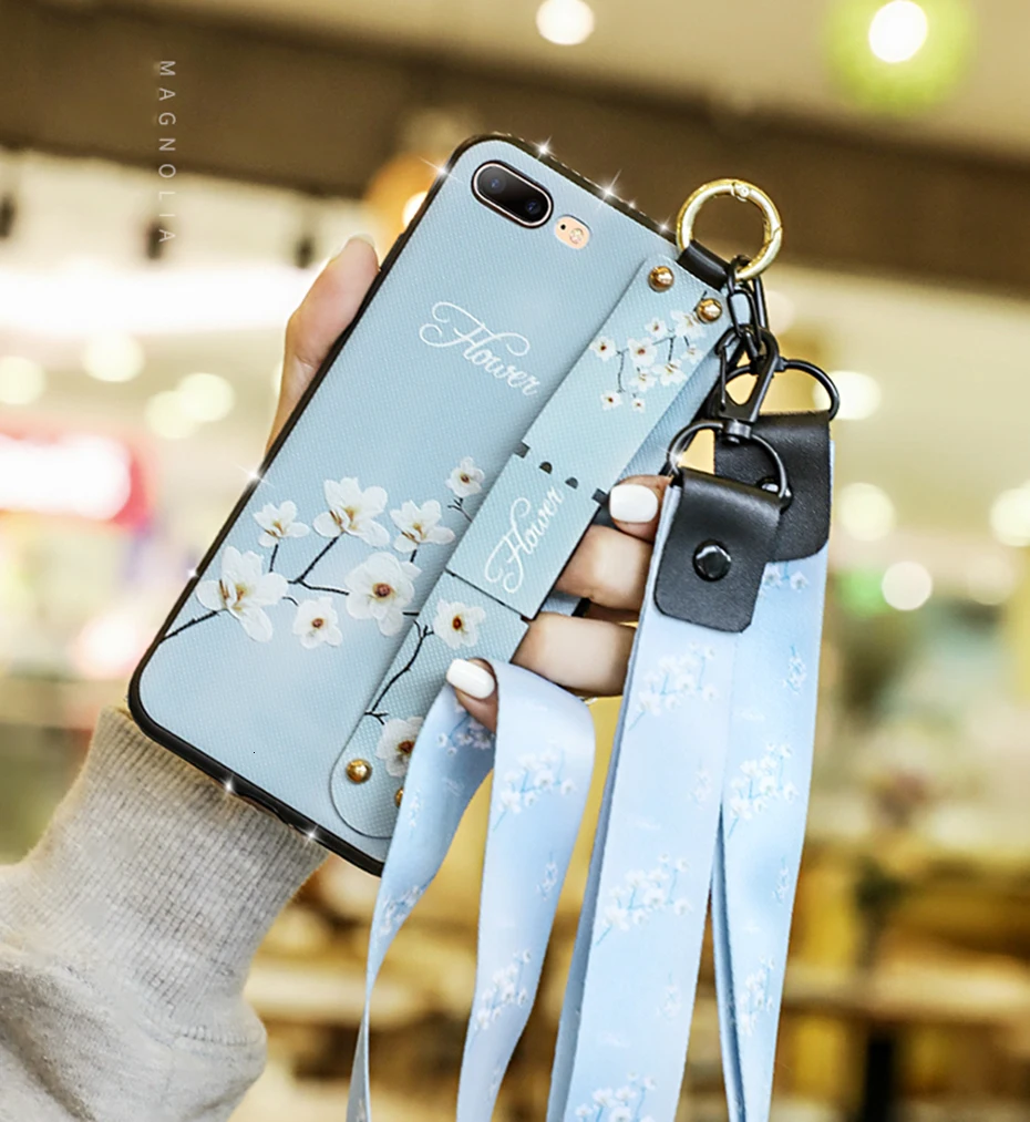 Ювелирный чехол с шейным ремешком для iPhone 11 pro max XS MAX XR XS X чехол с держателем на запястье для iPhone 7 8 plus 7 8 6s 6 plus