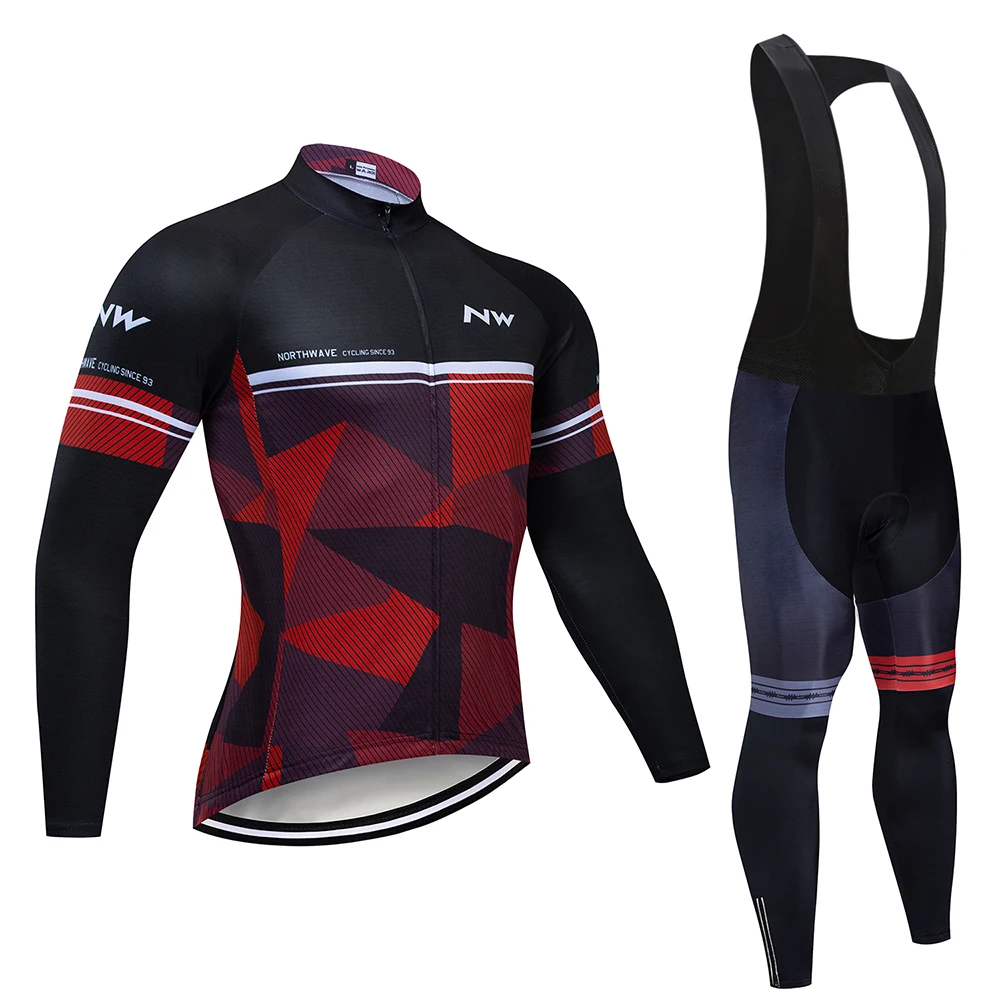 Long Cycling set Northwave Pro Team Long Sleeve Breathable Cycling Jersey Set NW Clothing Men Suit Outdoor Sportful Bike MTB Clothes - Цвет: Long Cycling set